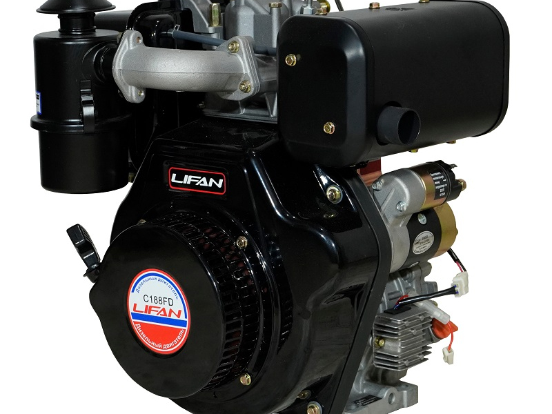 Двигатель Lifan Diesel 188FD, шлицевой вал ?25мм, катушка 6 Ампер