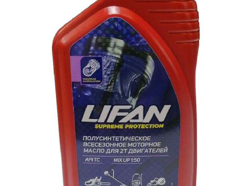Масло LIFAN для 2-х тактактных двигателей полусинтетическое API TС всесезонное, синее 1л